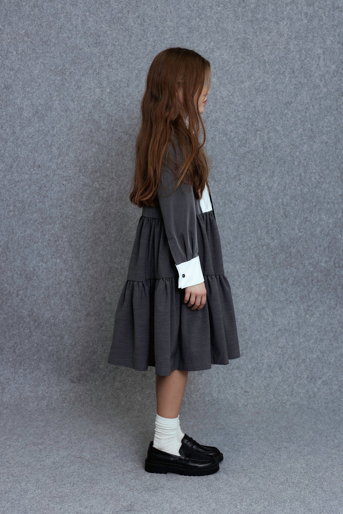 UNLABEL FW25 Douro Contrast Dress in Dark Grey