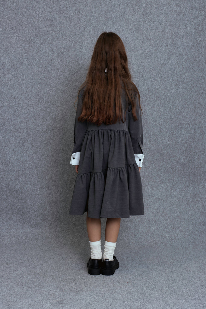 UNLABEL FW25 Douro Contrast Dress in Dark Grey