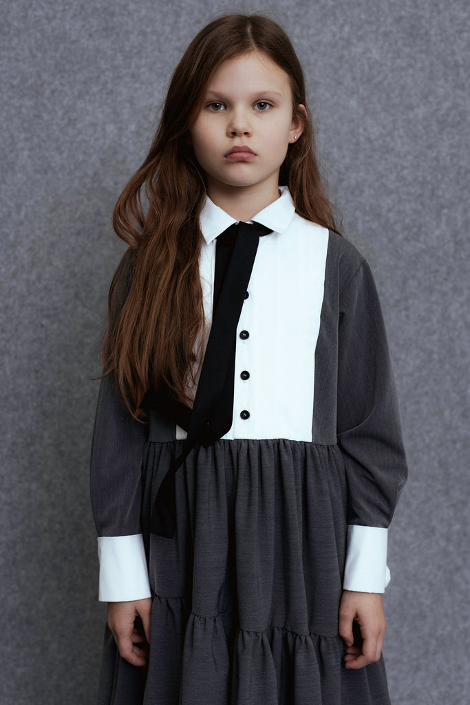 UNLABEL FW25 Douro Contrast Dress in Dark Grey