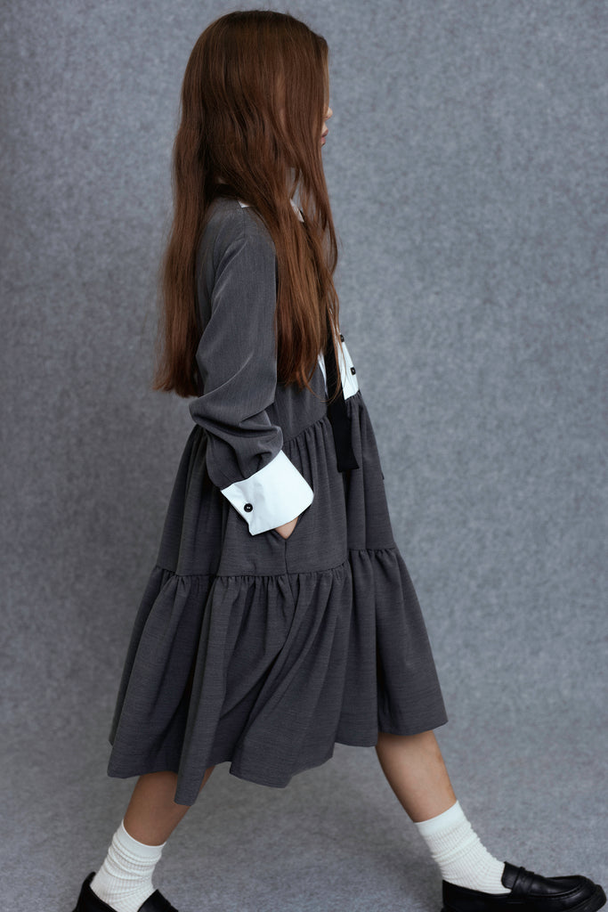 UNLABEL FW25 Douro Contrast Dress in Dark Grey