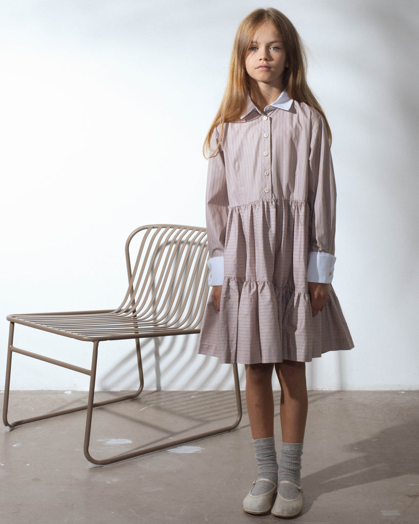 UNLABEL SS25 Diablo Dress in Dark Sand Stripes