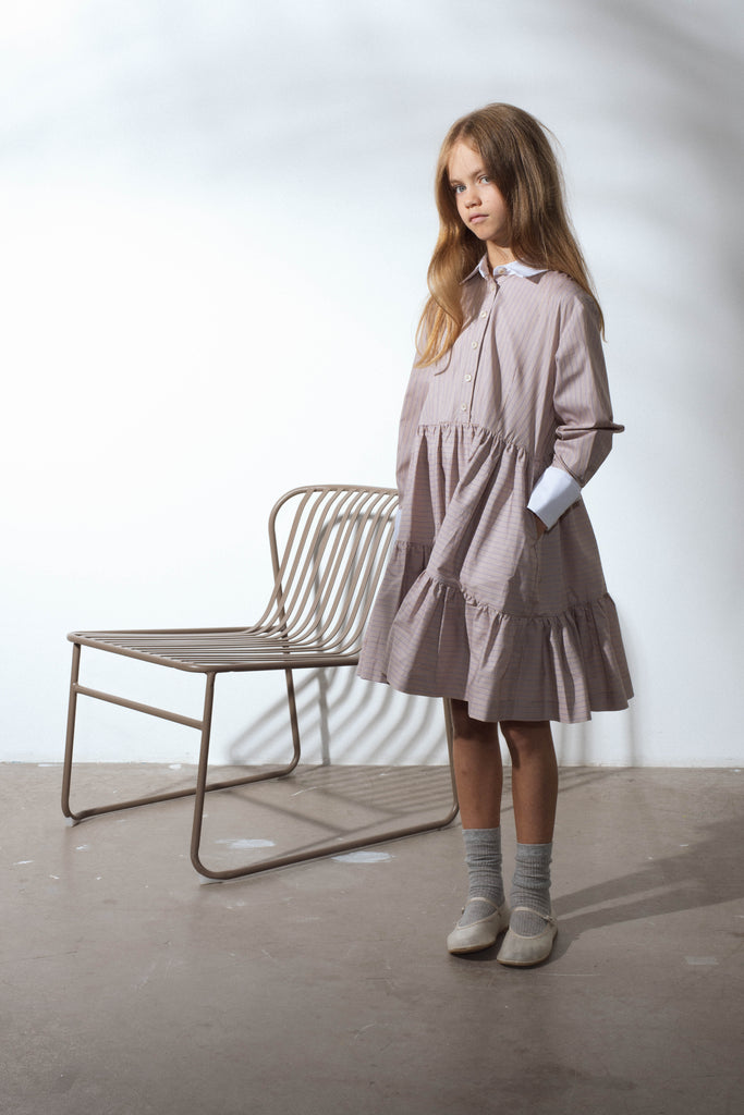 UNLABEL SS25 Diablo Dress in Dark Sand Stripes