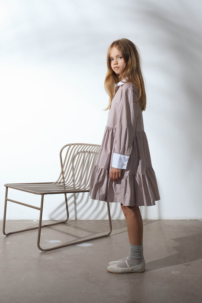 UNLABEL SS25 Diablo Dress in Dark Sand Stripes