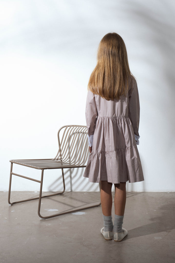 UNLABEL SS25 Diablo Dress in Dark Sand Stripes