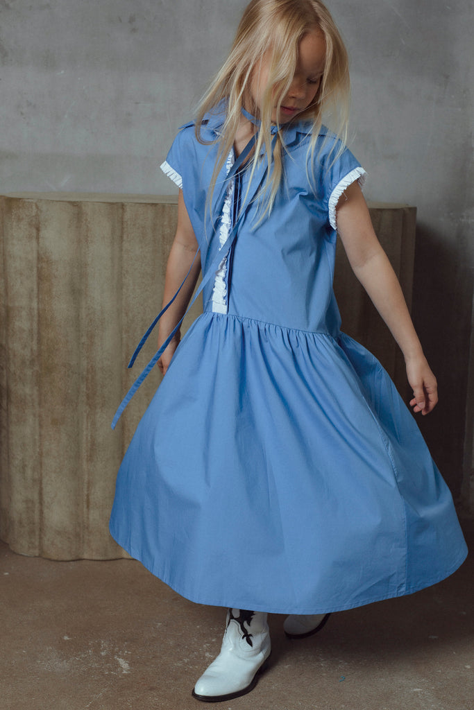 UNLABEL SS26 Dot Dress in Ocean Blue