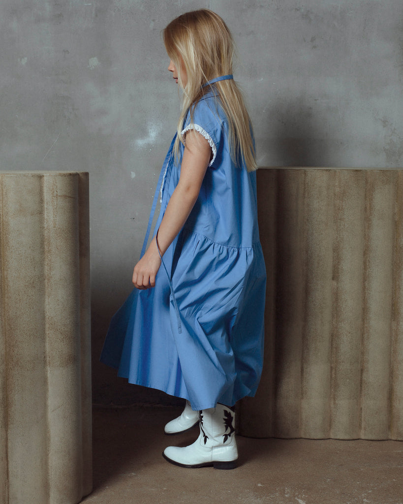 UNLABEL SS26 Dot Dress in Ocean Blue