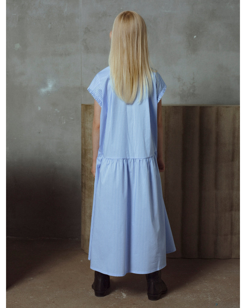 UNLABEL SS26 Amy Dress in Baby Blue Stripes