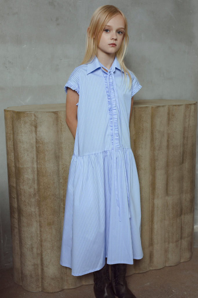 UNLABEL SS26 Amy Dress in Baby Blue Stripes