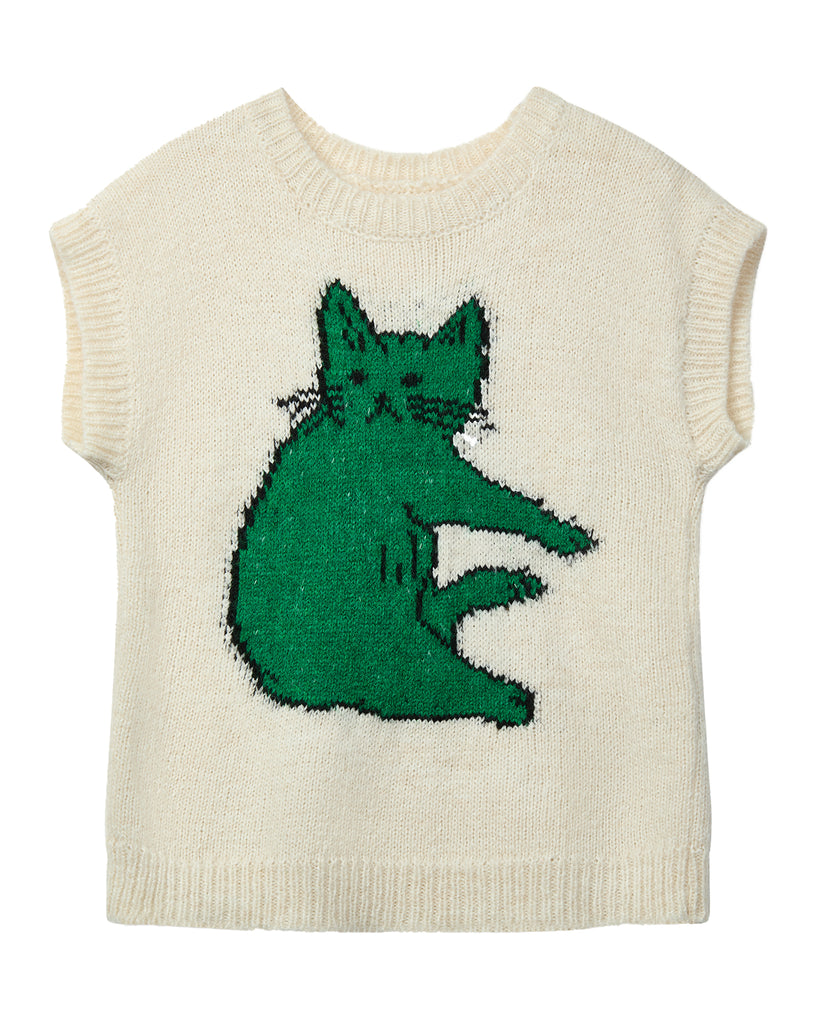 WYNKEN FW25 KNIT VEST TANK TOP WITH CAT GRAPHIC