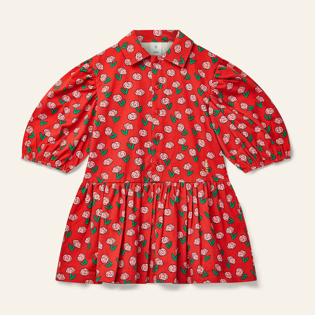 WYNKEN FW25 BEAU COLLAR DRESS in Dancing Dahlia