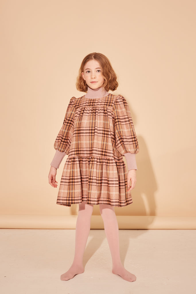 THE MIDDLE DAUGHTER FW25 WORD OF MOUTH DRESS in ROSE OTTO CHECK