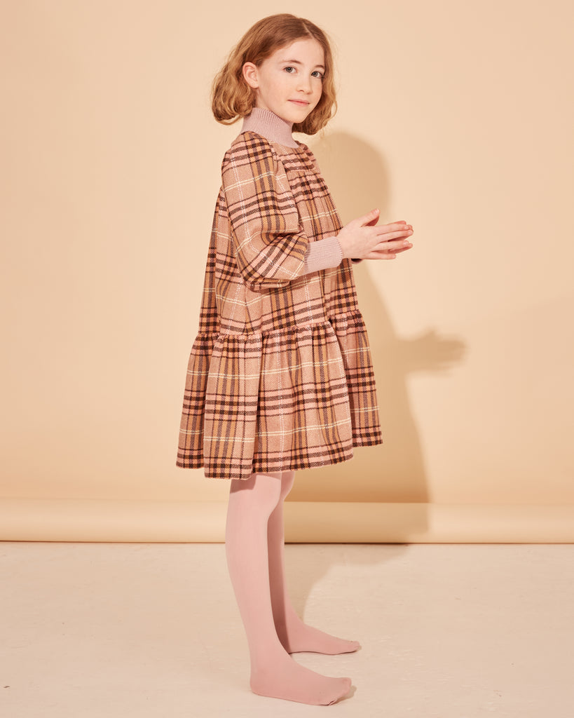 THE MIDDLE DAUGHTER FW25 WORD OF MOUTH DRESS in ROSE OTTO CHECK