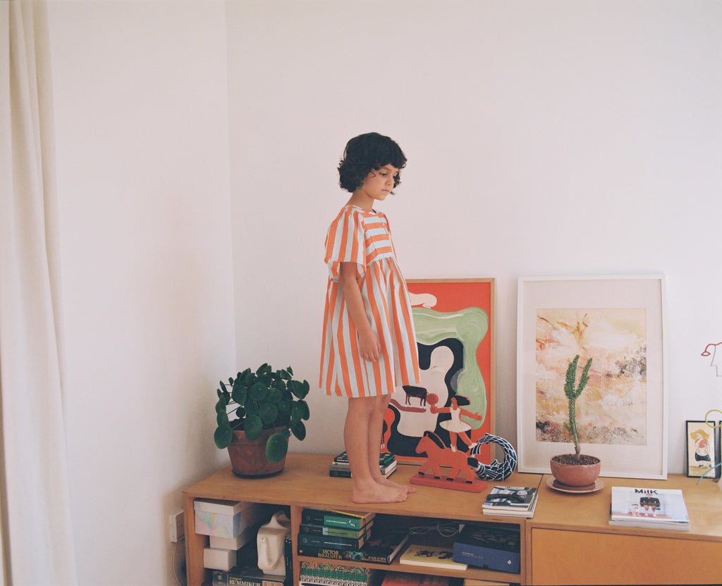 WEEKEND HOUSE KIDS SS26 'The Art of Seeing' Stripes butterfly dress