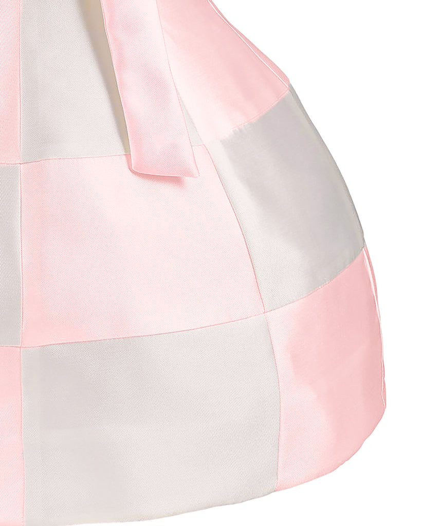 NIKOLIA "Bubble Journey" Chess Dress in Pink and White
