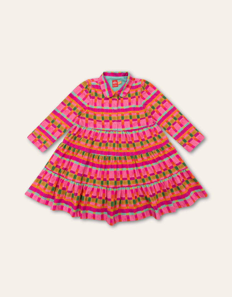 OILILY Autumn 2025 DIANA LONG SLEEVE COLLARED PLAID DRESS