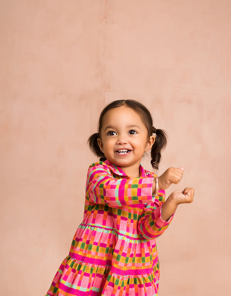 OILILY Autumn 2025 DIANA LONG SLEEVE COLLARED PLAID DRESS