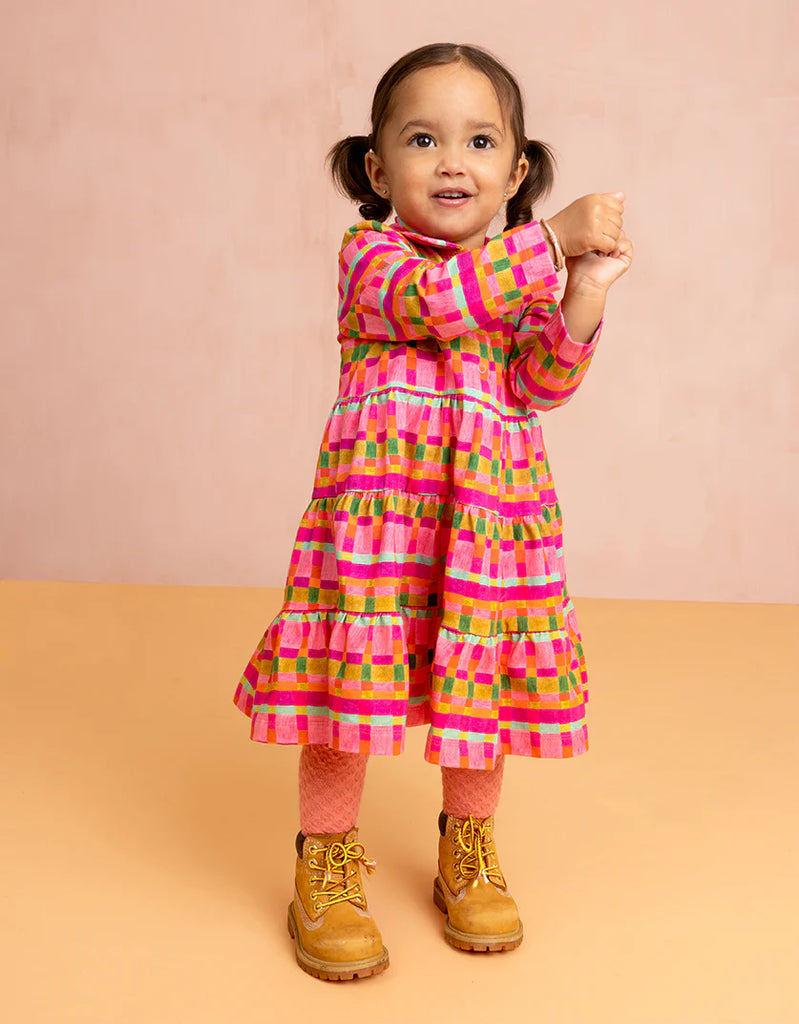 OILILY Autumn 2025 DIANA LONG SLEEVE COLLARED PLAID DRESS
