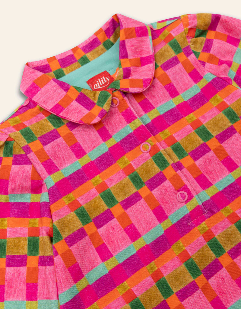 OILILY Autumn 2025 TIANA PLAID LONG SLEEVE COLLARED TSHIRT