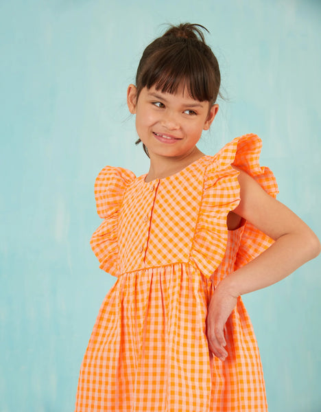 orange checked dress Womens Dress