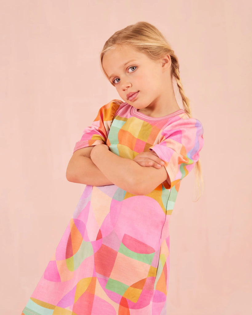 OILILY Spring Summer 2025 DUCKY T-SHIRT DRESS in ABSTRACT CIRCLES