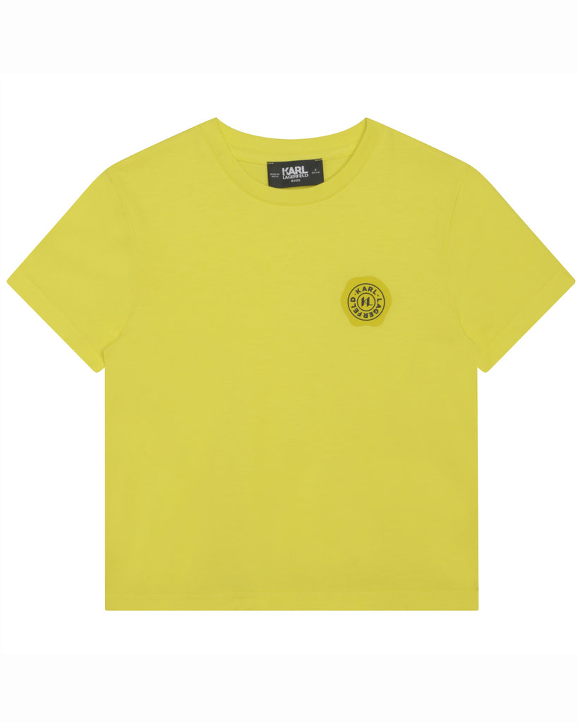 KARL LAGERFELD FW23 Organic Cotton Logo Short Sleeve T-shirt in Lemon
