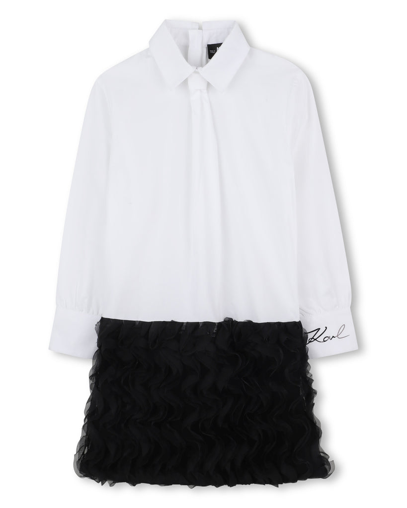 KARL LAGERFELD FW25 Mini-me BI-COLOR TIE DETAIL SHIRT DRESS