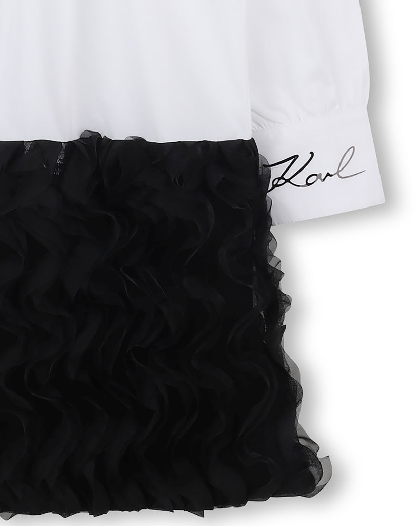 KARL LAGERFELD FW25 Mini-me BI-COLOR TIE DETAIL SHIRT DRESS