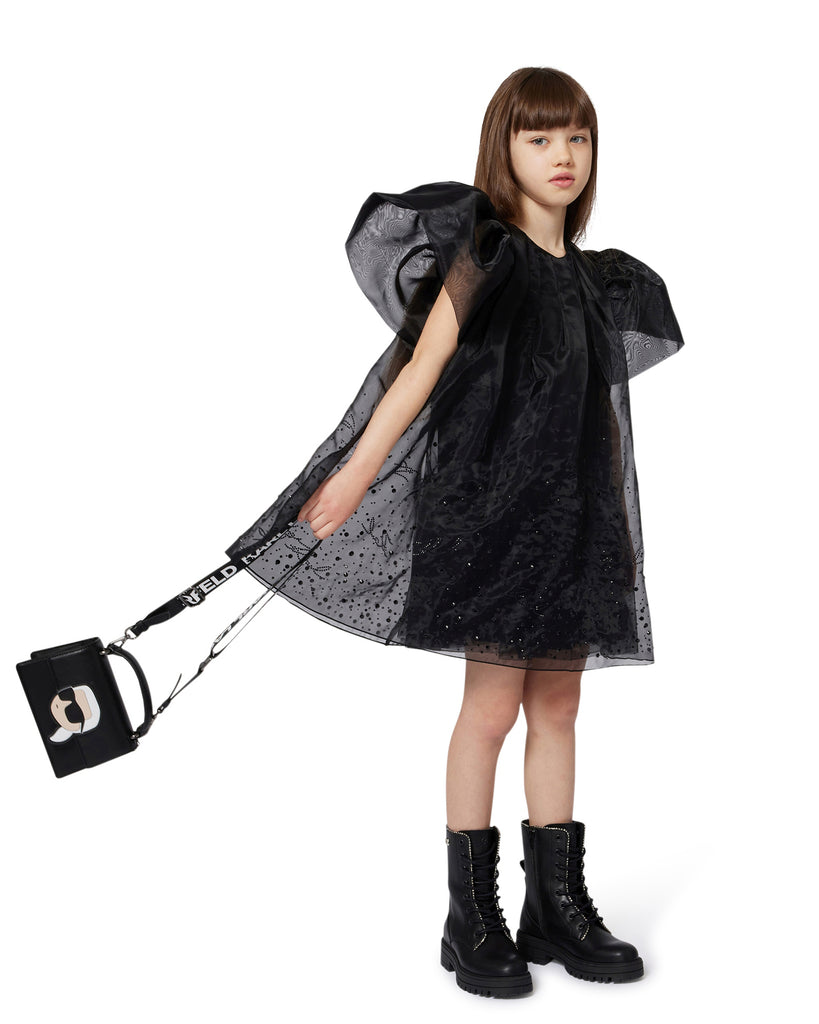 KARL LAGERFELD FW25 CEREMONY GLITTER TULLE OVERLAY DRESS