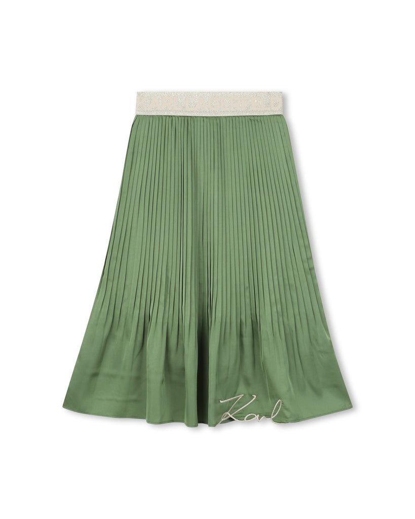 KARL LAGERFELD SS26 PLEATED SKIRTin DILL GREEN