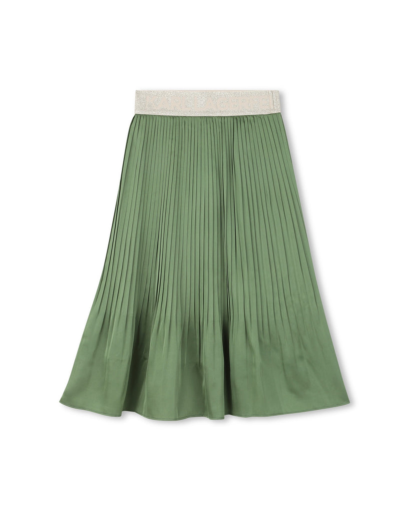 KARL LAGERFELD SS26 PLEATED SKIRTin DILL GREEN