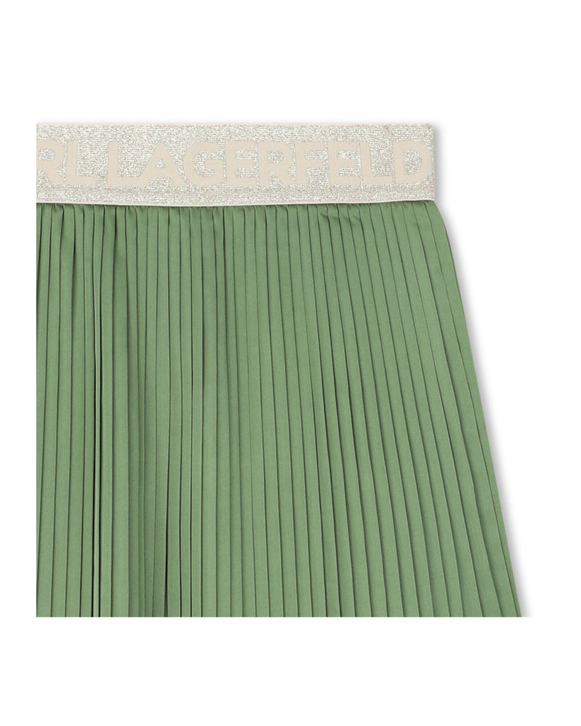 KARL LAGERFELD SS26 PLEATED SKIRTin DILL GREEN