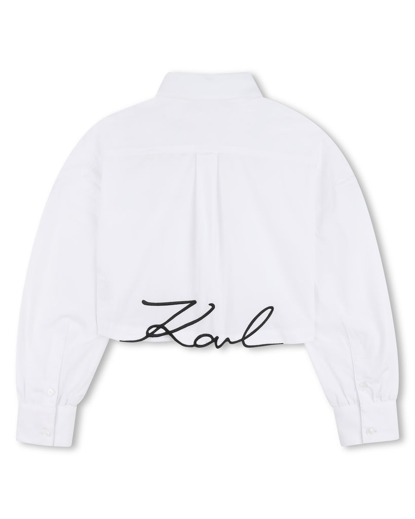 KARL LAGERFELD SS26 LONG-SLEEVED SHORT SHIRT IN COTTON POPLIN