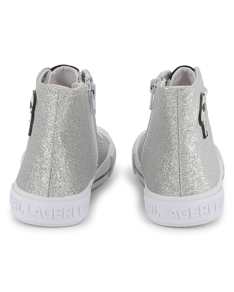 KARL LAGERFELD SS26 HIGH TOP SNEAKERS IN TEXTILE GLITTER