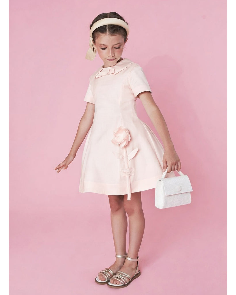 MIMISOL Spring Summer 2026 REDINGOTE COTTON DRESS in SALMON
