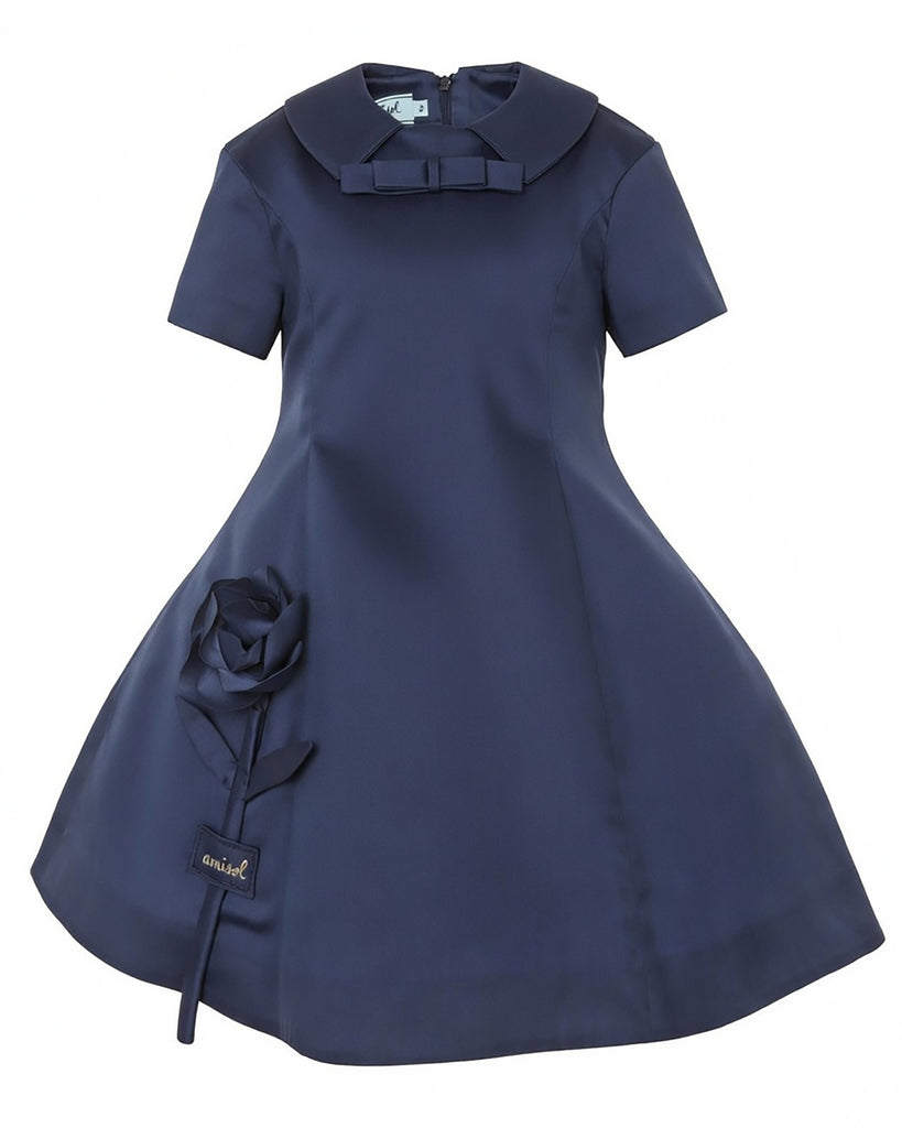MIMISOL Spring Summer 2026 REDINGOTE COTTON DRESS in DARK BLUE