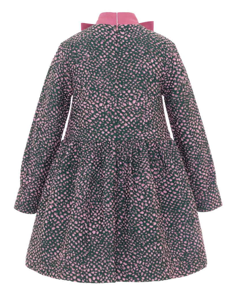 MIMISOL FALL 2026 Polka-Dot Jacquard Dress in Green and Pink