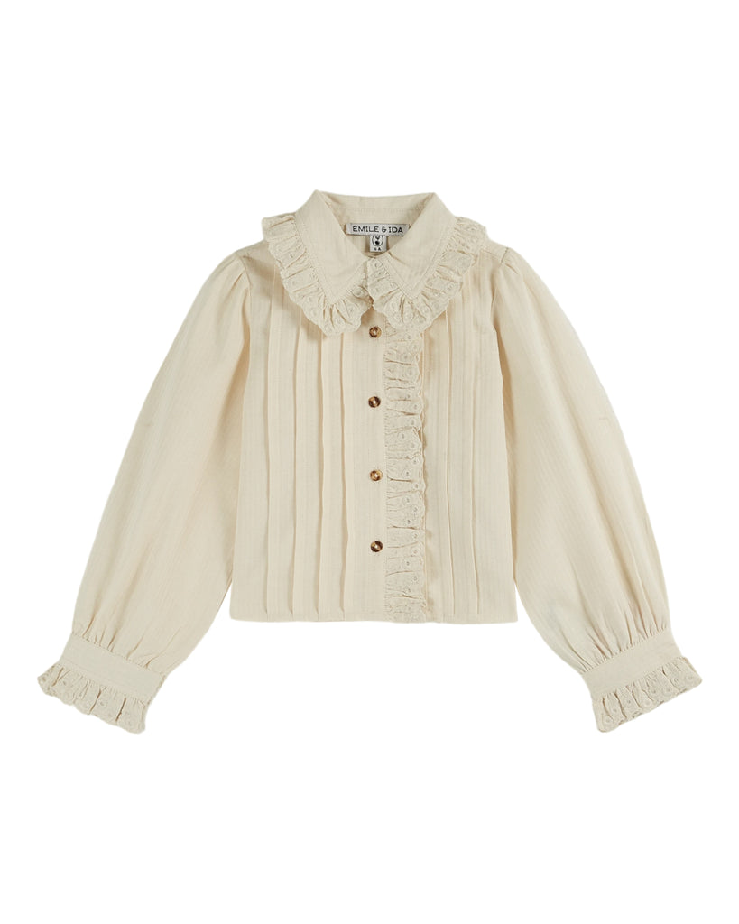 EMILE ET IDA AW24 Embroidered Ruffled Blouse Top