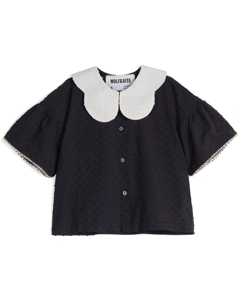 WOLF AND RITA 'A Thousand Rainbows' ESMERALDA BLACK FRECKLES Cropped Blouse Top