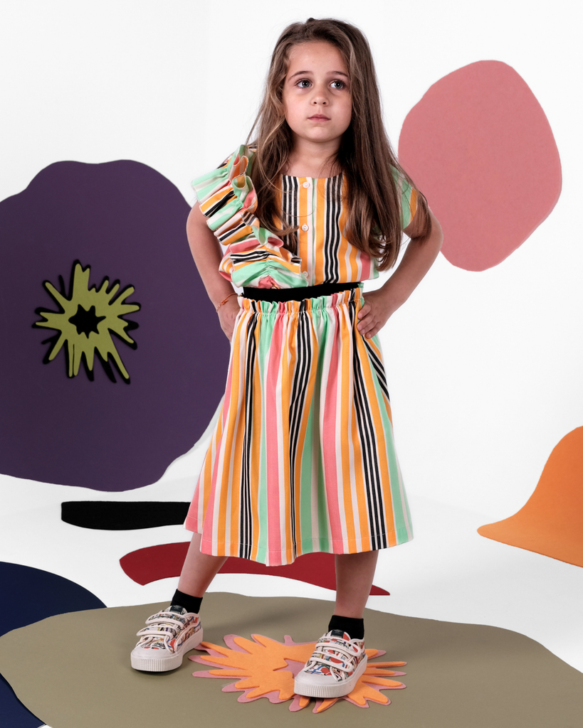 WOLF AND RITA 'A Thousand Rainbows' VANDA RAINBOW Ruffle Top