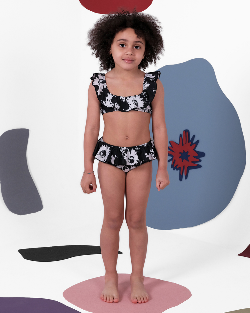 WOLF AND RITA 'A Thousand Rainbows' BENEDITA BOTANICAL BLACK Two Piece Swimsuit