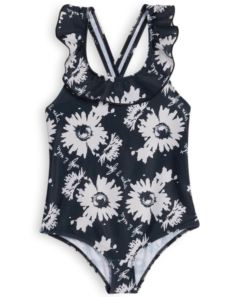 WOLF AND RITA 'A Thousand Rainbows' VERA BOTANICAL BLACK One Piece Swimsuit