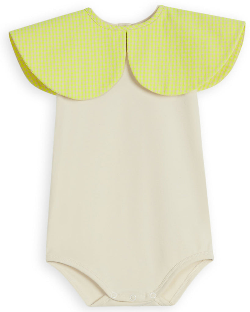 WOLF AND RITA 'A Thousand Rainbows' Baby CARMINHO SAND Short Sleeved Bodysuit