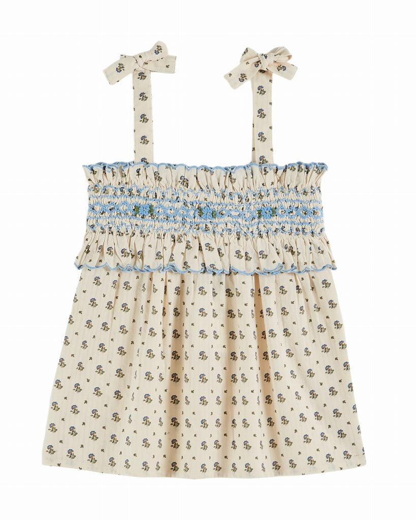 EMILE ET IDA SS25 IRIS SCALLOPED SMOCKED STRAPLESS TOP