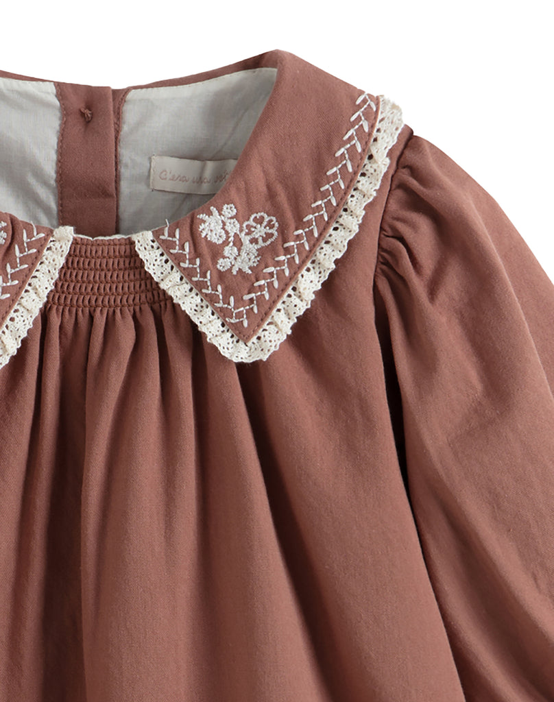 C'ERA UNA VOLTA Baby Sabrina Dress in Rust