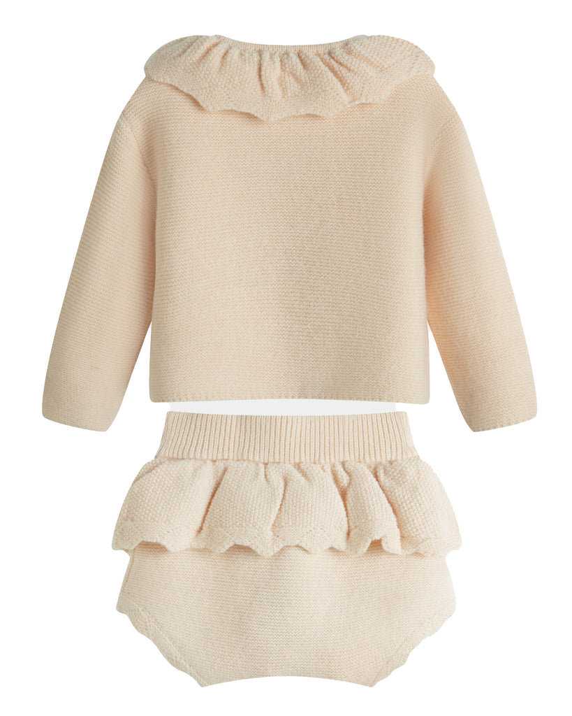 C'ERA UNA VOLTA Baby Lana Bloomer and Cardigan Set in Champagne