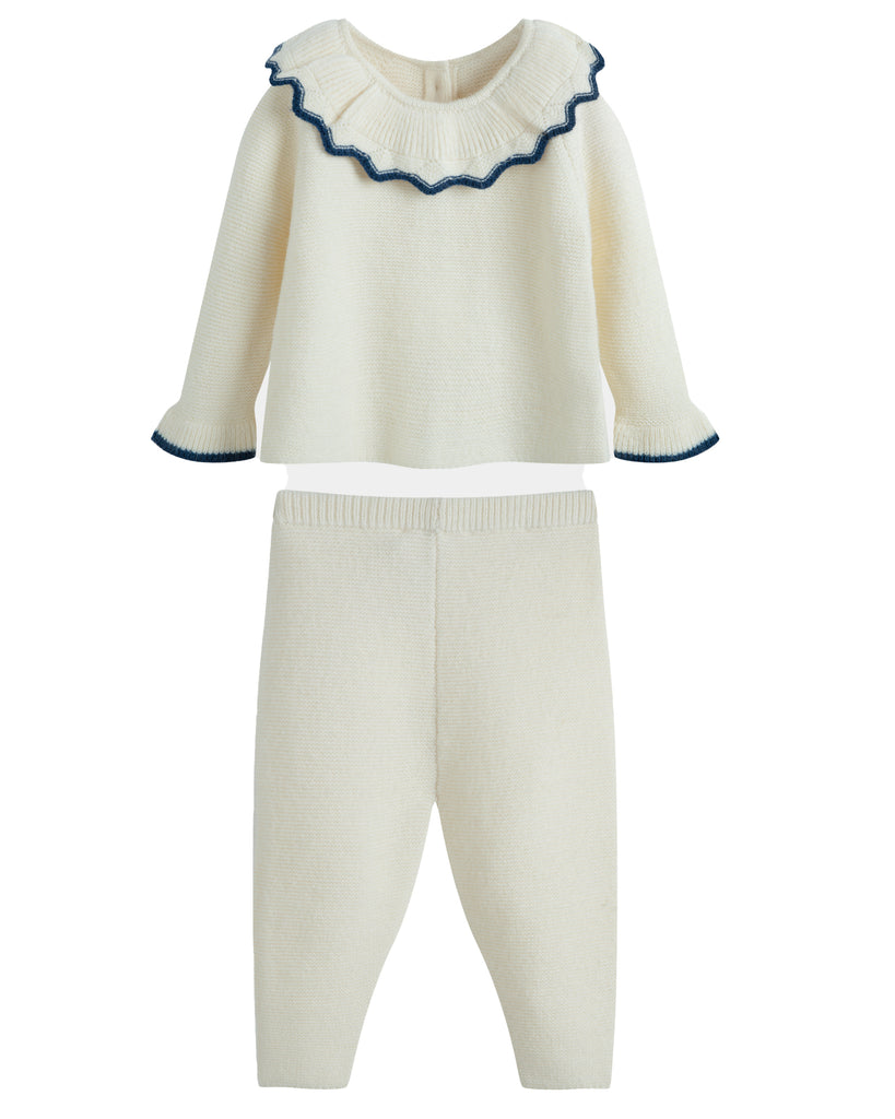 C'ERA UNA VOLTA Baby Zoe Knit Pants and Cardigan Set in Cream