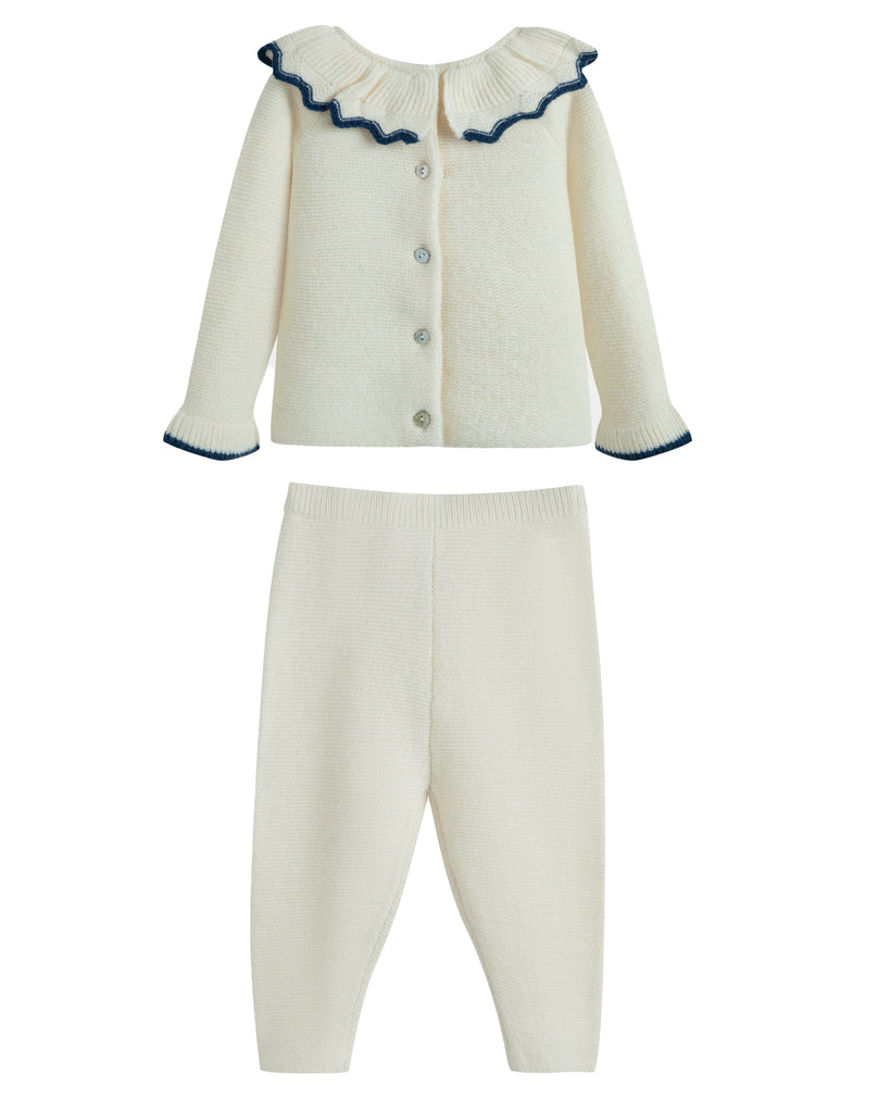 C'ERA UNA VOLTA Baby Zoe Knit Pants and Cardigan Set in Cream