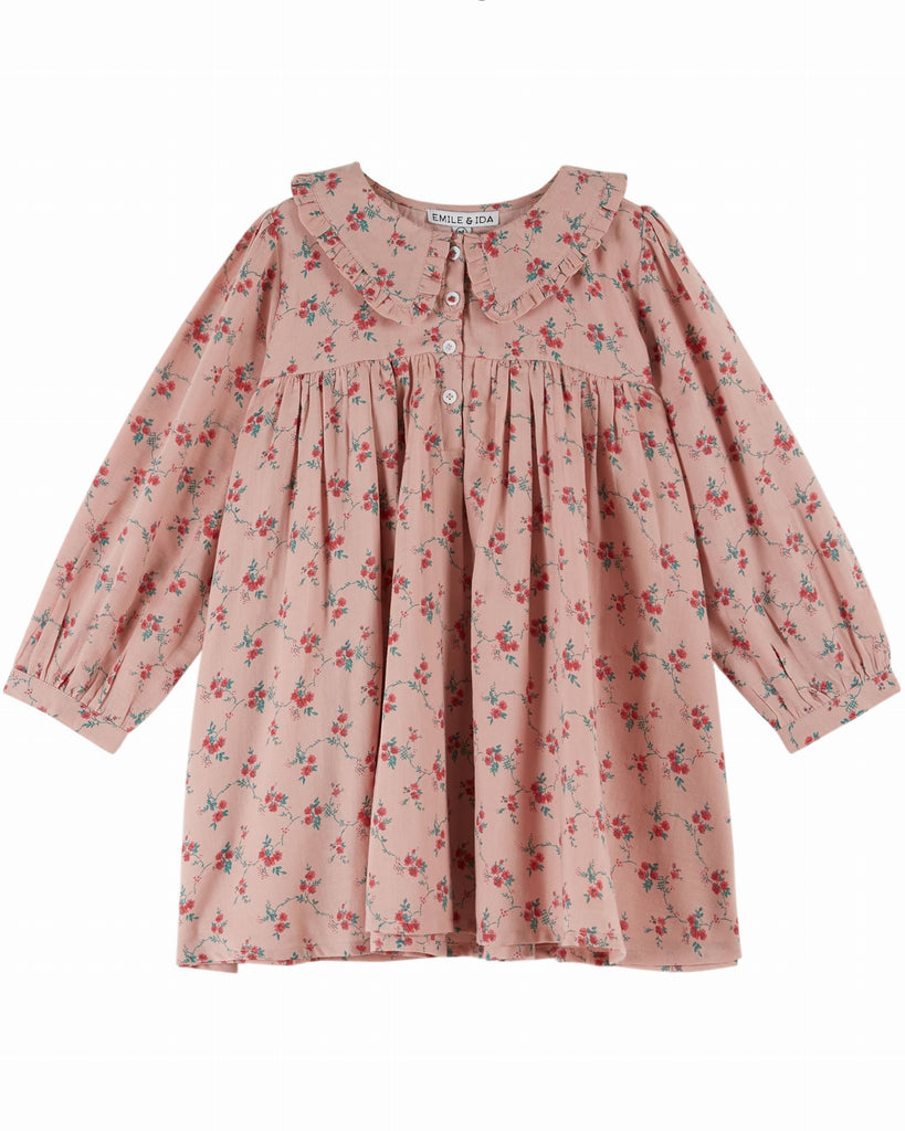 EMILE ET IDA FW25 PINK FLOWER DRESS
