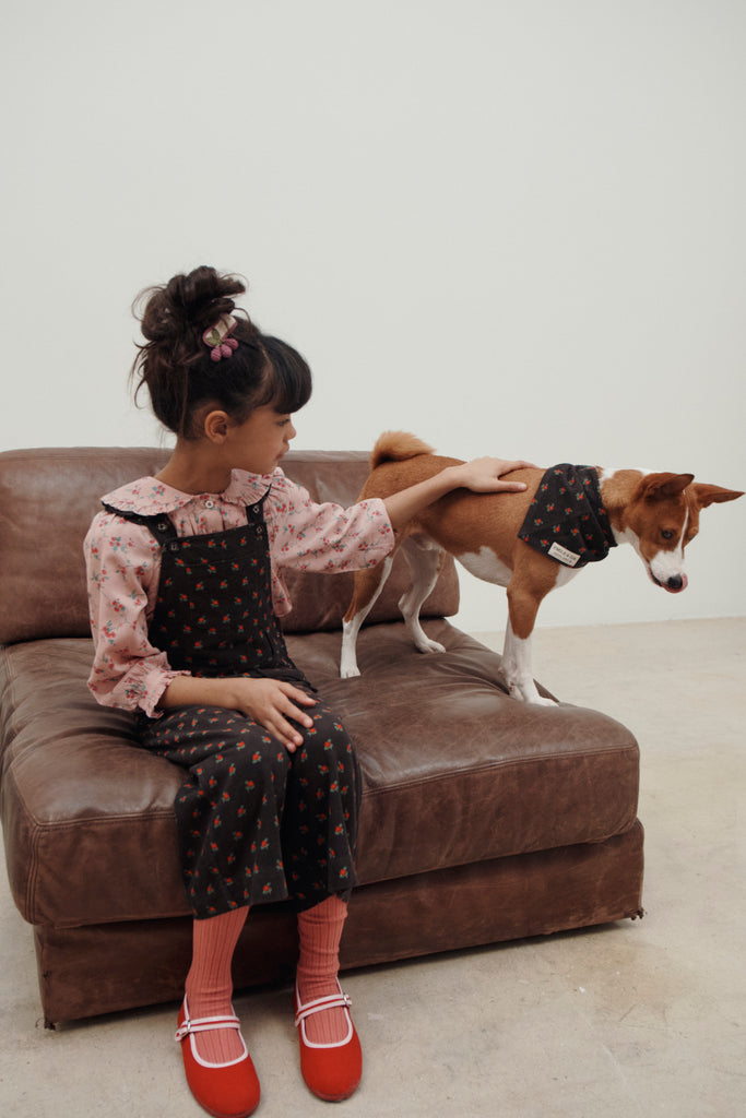 EMILE ET IDA FW25 PRINTED MICRO CORDUROY OVERALLS in FLOWER PRINT