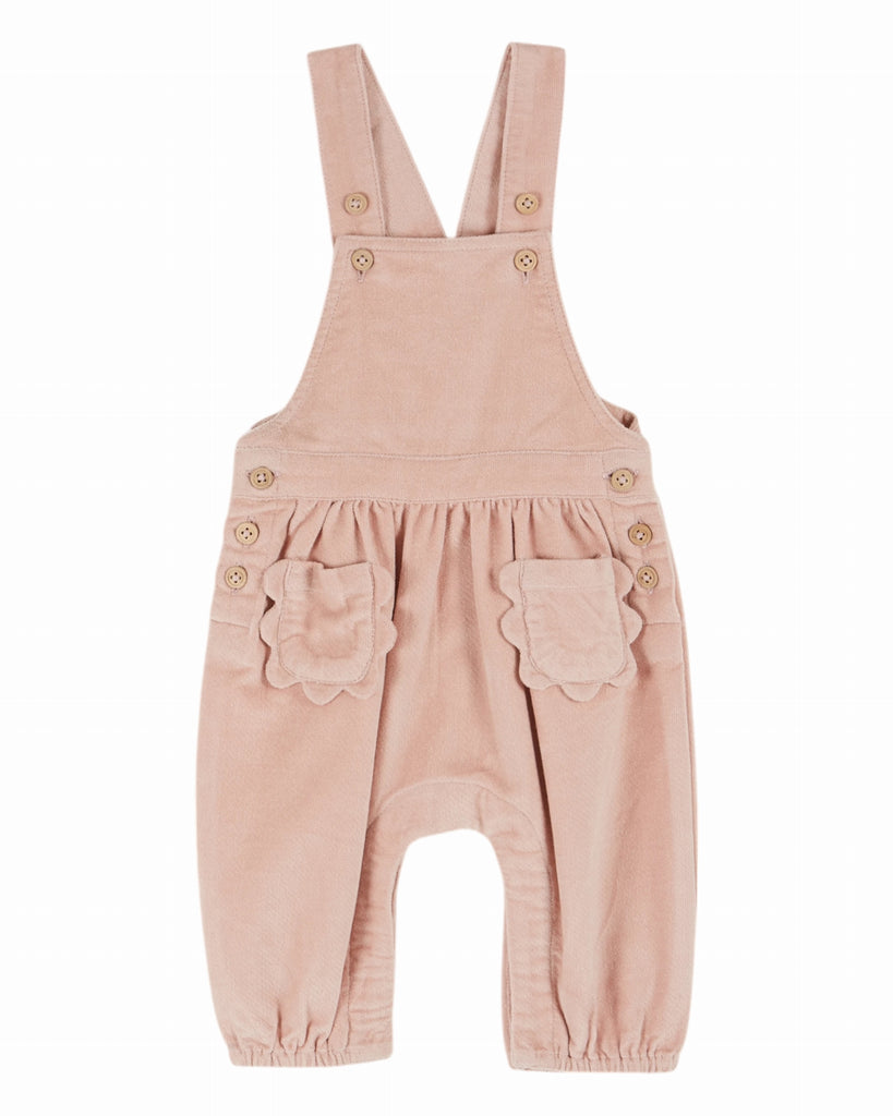 EMILE ET IDA FW25 BEBE CORDUROY OVERALLS WITH FLOWER POCKET